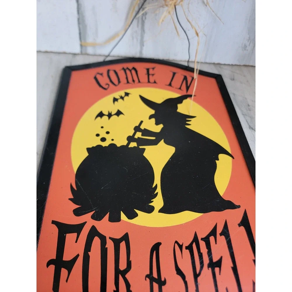 Halloween come in for a spell witch sign unique wall home decor cauldron